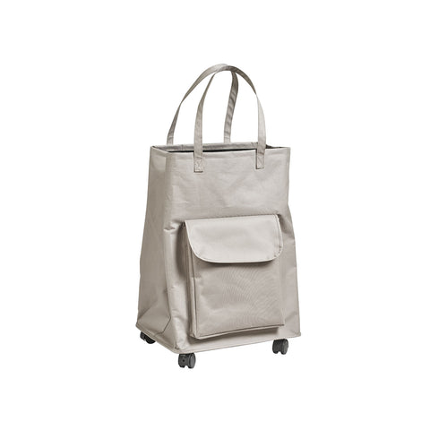 Wäschekorb mit Rädern und Griffen, beige