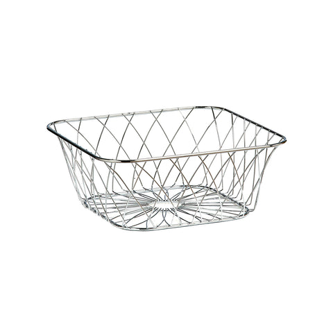 Quadratischer Obstkorb aus elegantem und praktischem verchromtem Metall für die Küche