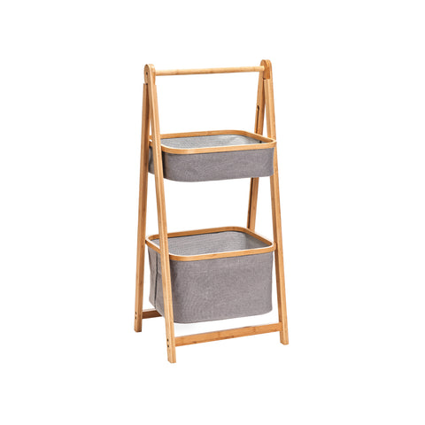 Regal mit Körben aus Bambus/Polyester, grau