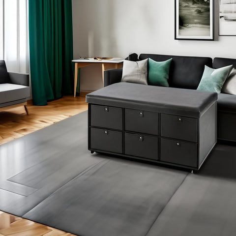 Bild-2-atmosphera-createur-dinterieur-doppelter Aufbewahrungspouf mit 6 Schubladen, schwarz, EAN 3560238337059