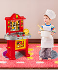Bild-2-giaquinto-rote Spielküche für kleine Köche, 58 cm hoch, mit 14 Zubehörteilen inklusive, EAN-8058486005226