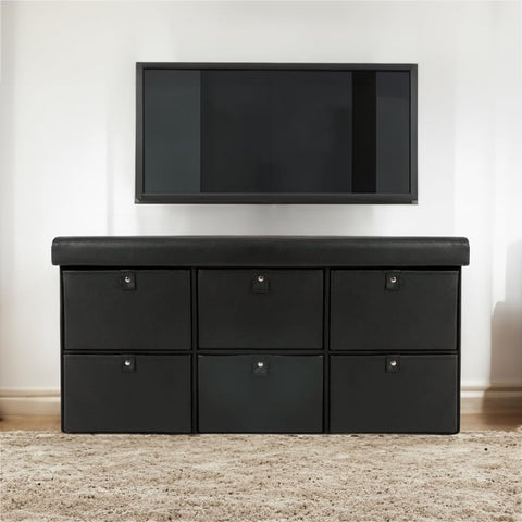 Bild-4-atmosphera-createur-dinterieur-doppelter Aufbewahrungspouf mit 6 Schubladen, schwarz, EAN 3560238337059