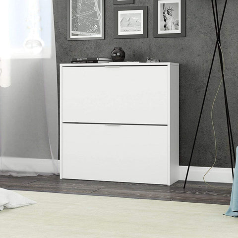 Bild-4-habitdesign-Schuhschrank mit 2 Klappen weiß 76x75x22cm-ean-8423490264653