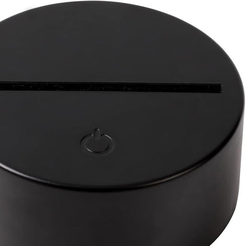 Schwarzer Sockel der 3D-LED-Lampe mit Touch-Einschalttaste und USB-Kabelanschluss, elegantes und funktionales Design