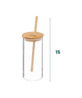 Bild-5-five-simply-smart-Palm-Glas-mit-40-cl-Fassungsvermögen-aus-Glas-und-Bambus-mit-Strohhalm-EAN-3560231529796