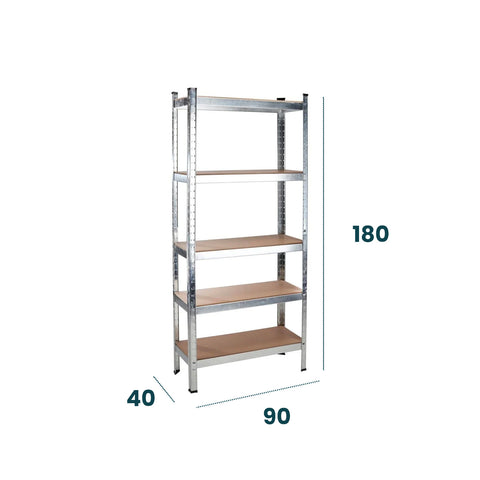 Aufbewahrungsregal mit 5 Böden aus Stahl und MDF, Gesamttragfähigkeit 875 kg, Steckmontage, EAN-8023755054588